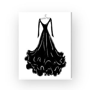 new Oliver Gal ꧁ Black Feather Couture Dress Canvas Print Wall Art ꧁ 18 x 24 ꧂